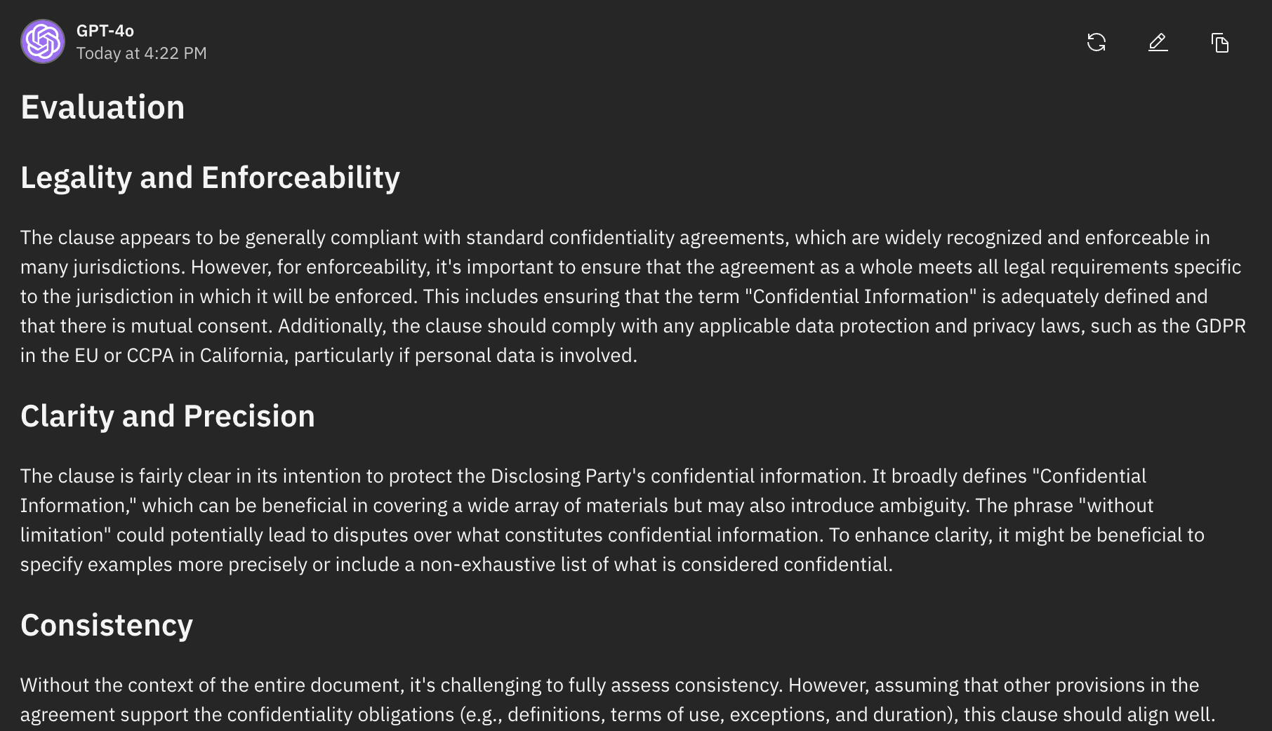 法律協議審查輸出